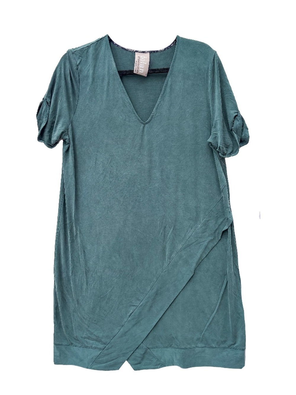 Dolan Left Coast Collection Teal V-Neck Wrap Hem Dress Size S